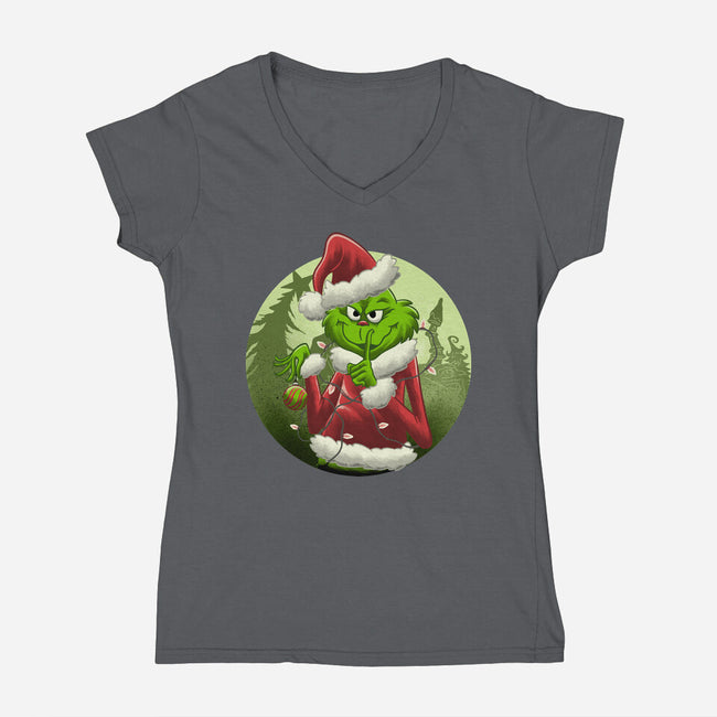 Christmas Stealer-Womens-V-Neck-Tee-rmatix