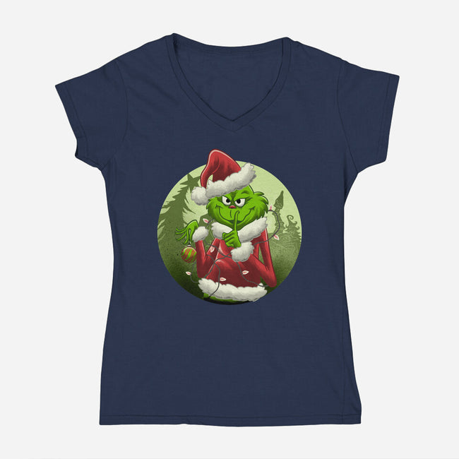 Christmas Stealer-Womens-V-Neck-Tee-rmatix