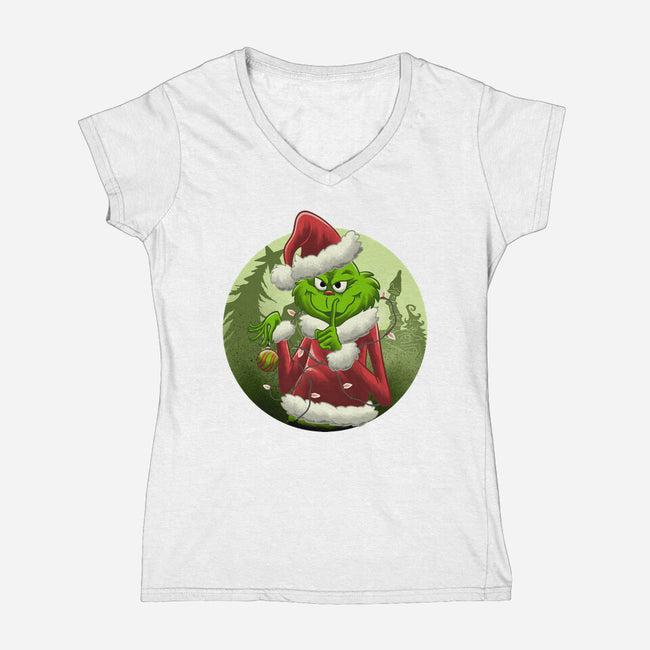 Christmas Stealer-Womens-V-Neck-Tee-rmatix