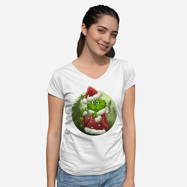 Christmas Stealer-Womens-V-Neck-Tee-rmatix