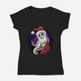 Skeleton Santa-Womens-V-Neck-Tee-rmatix