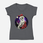 Skeleton Santa-Womens-V-Neck-Tee-rmatix