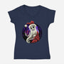 Skeleton Santa-Womens-V-Neck-Tee-rmatix