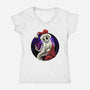 Skeleton Santa-Womens-V-Neck-Tee-rmatix
