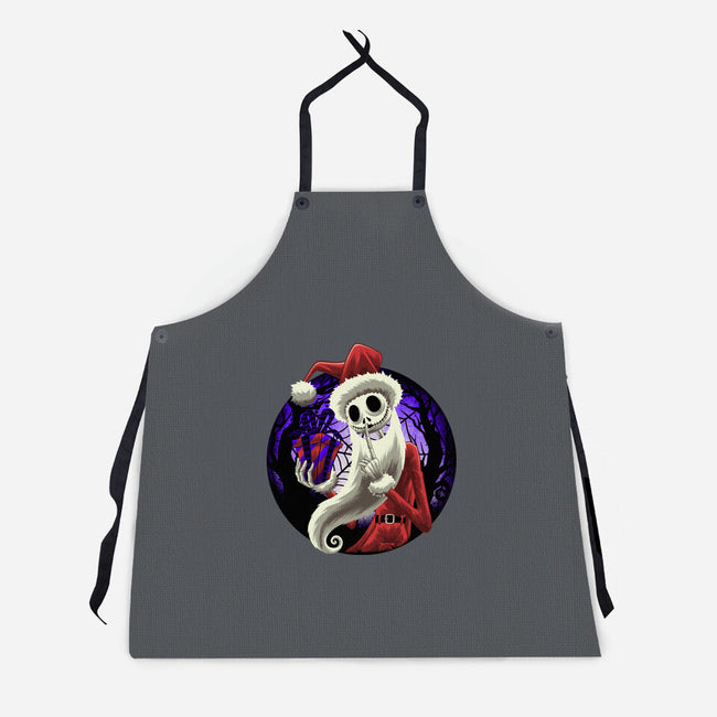 Skeleton Santa-Unisex-Kitchen-Apron-rmatix