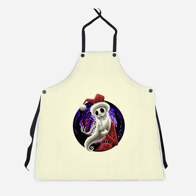Skeleton Santa-Unisex-Kitchen-Apron-rmatix