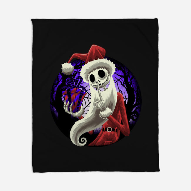 Skeleton Santa-None-Fleece-Blanket-rmatix