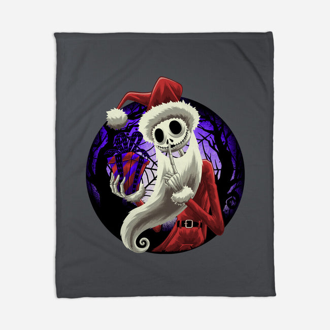 Skeleton Santa-None-Fleece-Blanket-rmatix