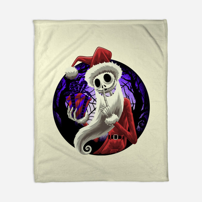 Skeleton Santa-None-Fleece-Blanket-rmatix