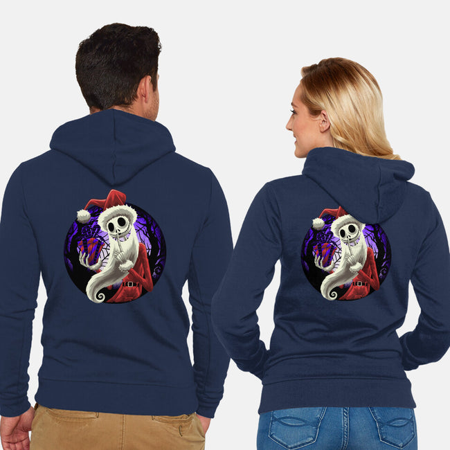 Skeleton Santa-Unisex-Zip-Up-Sweatshirt-rmatix