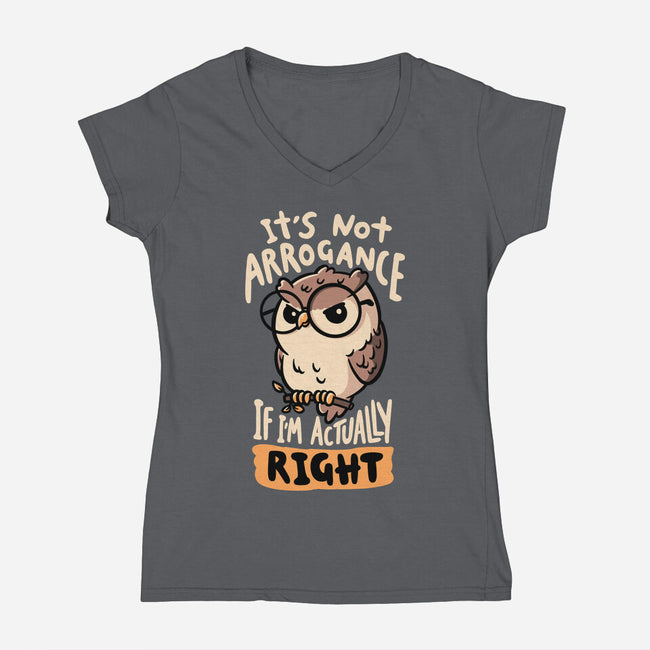 Actually Right Owl-Womens-V-Neck-Tee-koalastudio