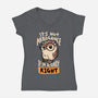 Actually Right Owl-Womens-V-Neck-Tee-koalastudio