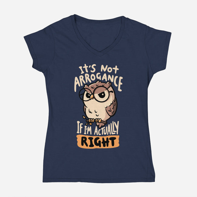 Actually Right Owl-Womens-V-Neck-Tee-koalastudio
