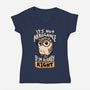 Actually Right Owl-Womens-V-Neck-Tee-koalastudio