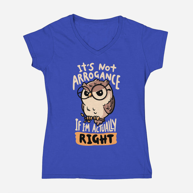Actually Right Owl-Womens-V-Neck-Tee-koalastudio