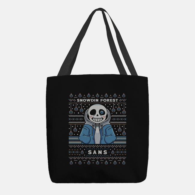 Snowdin Forest Ugly Sweater-None-Basic Tote-Bag-LAGELANTEE