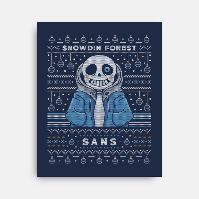 Snowdin Forest Ugly Sweater-None-Stretched-Canvas-LAGELANTEE