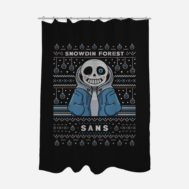 Snowdin Forest Ugly Sweater-None-Polyester-Shower Curtain-LAGELANTEE