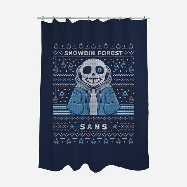 Snowdin Forest Ugly Sweater-None-Polyester-Shower Curtain-LAGELANTEE