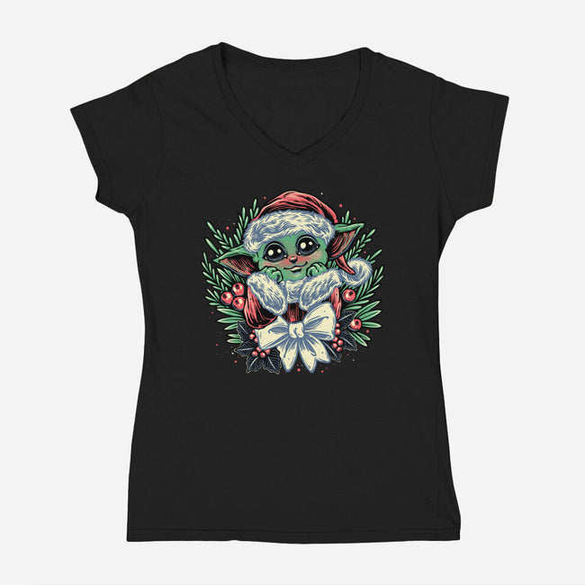 Christmas In The Galaxy-Womens-V-Neck-Tee-glitchygorilla