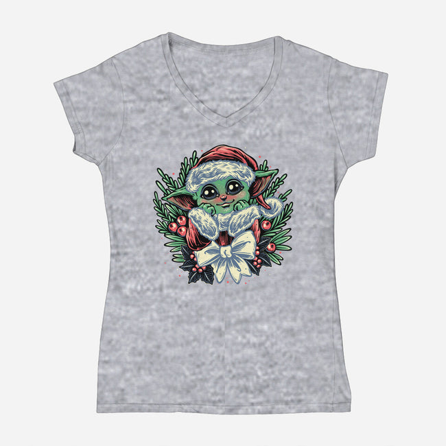 Christmas In The Galaxy-Womens-V-Neck-Tee-glitchygorilla