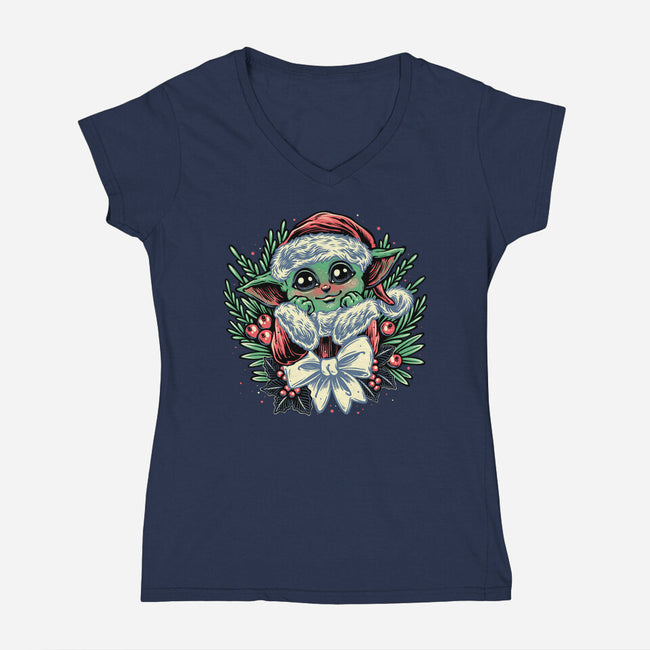 Christmas In The Galaxy-Womens-V-Neck-Tee-glitchygorilla