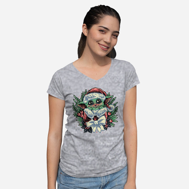 Christmas In The Galaxy-Womens-V-Neck-Tee-glitchygorilla