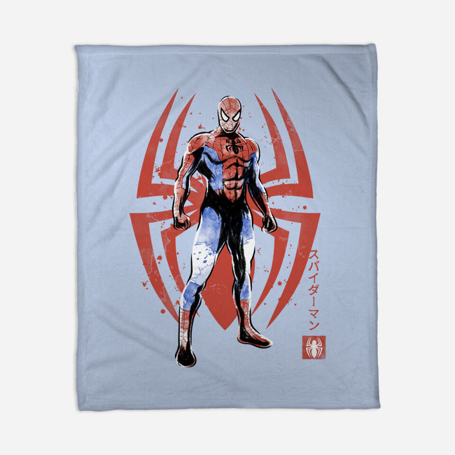 The Human Spider Sumi-e-None-Fleece-Blanket-Astrobot Invention
