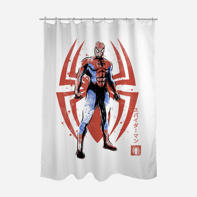 The Human Spider Sumi-e-None-Polyester-Shower Curtain-Astrobot Invention