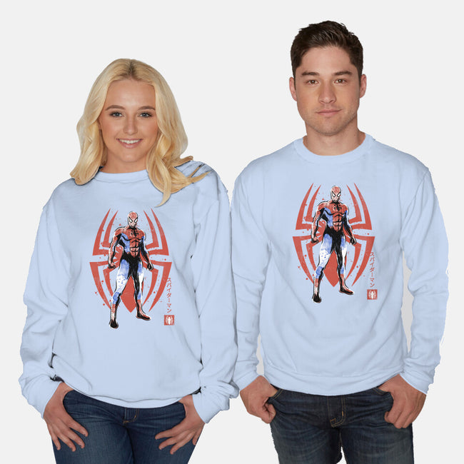 The Human Spider Sumi-e-Unisex-Crew Neck-Sweatshirt-Astrobot Invention