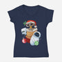 Stocking Stuffer Robot Friends-Womens-V-Neck-Tee-DoOomcat