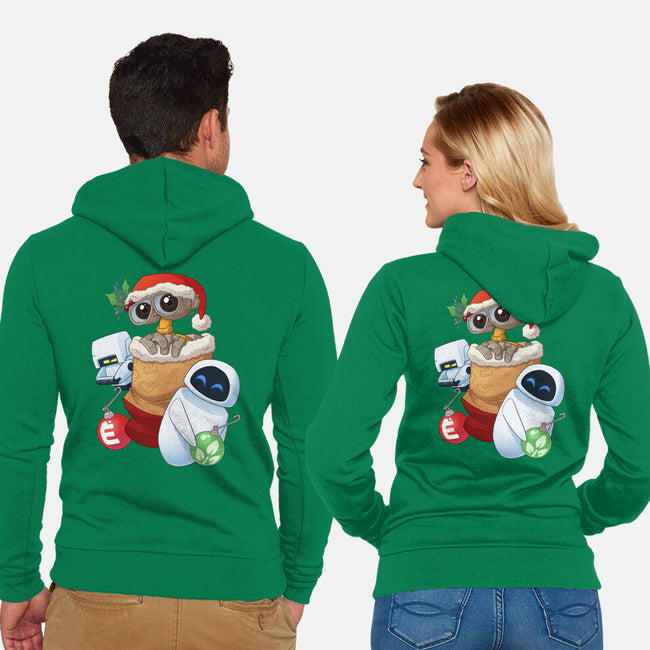 Stocking Stuffer Robot Friends-Unisex-Zip-Up-Sweatshirt-DoOomcat