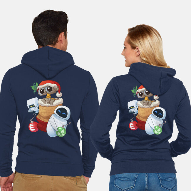 Stocking Stuffer Robot Friends-Unisex-Zip-Up-Sweatshirt-DoOomcat