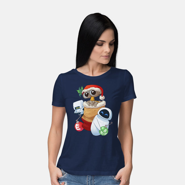 Stocking Stuffer Robot Friends-Womens-Basic-Tee-DoOomcat