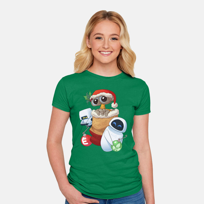 Stocking Stuffer Robot Friends-Womens-Fitted-Tee-DoOomcat