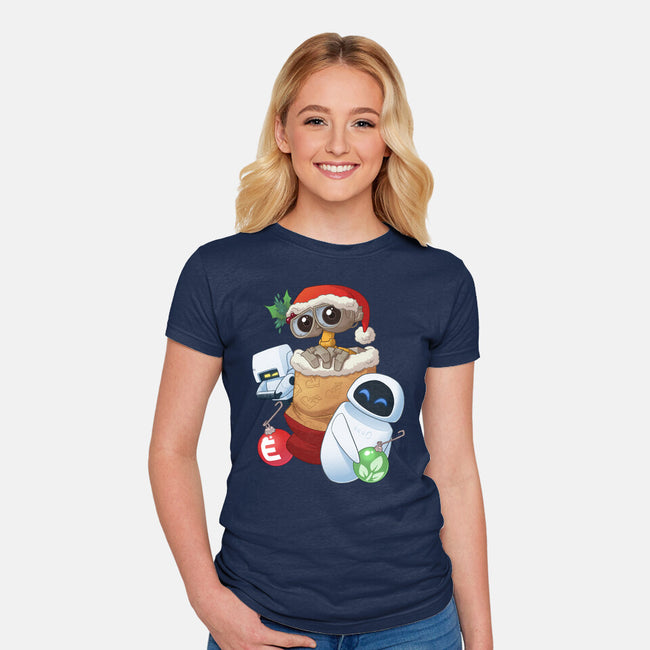 Stocking Stuffer Robot Friends-Womens-Fitted-Tee-DoOomcat