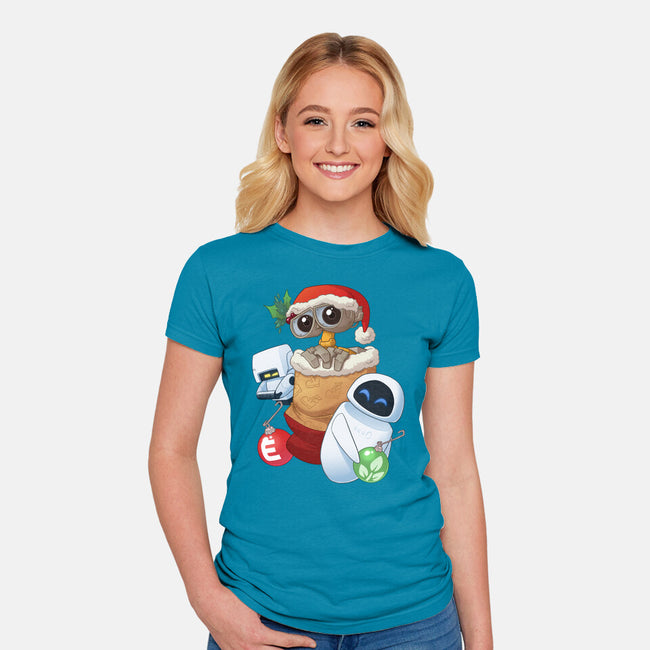 Stocking Stuffer Robot Friends-Womens-Fitted-Tee-DoOomcat