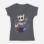 Stocking Stuffer Knight-Womens-V-Neck-Tee-DoOomcat