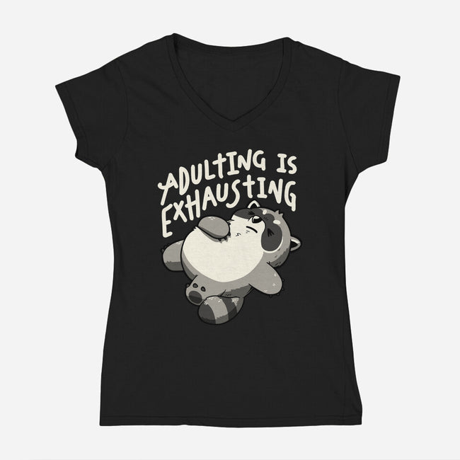 Adulting Is Exhausting-Womens-V-Neck-Tee-koalastudio