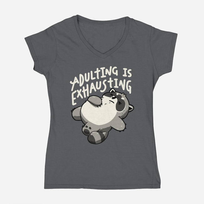 Adulting Is Exhausting-Womens-V-Neck-Tee-koalastudio