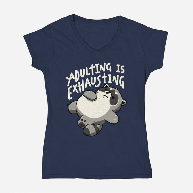 Adulting Is Exhausting-Womens-V-Neck-Tee-koalastudio