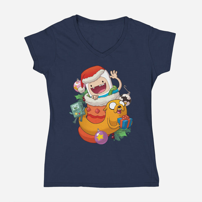 Stocking Stuffer Adventurous-Womens-V-Neck-Tee-DoOomcat