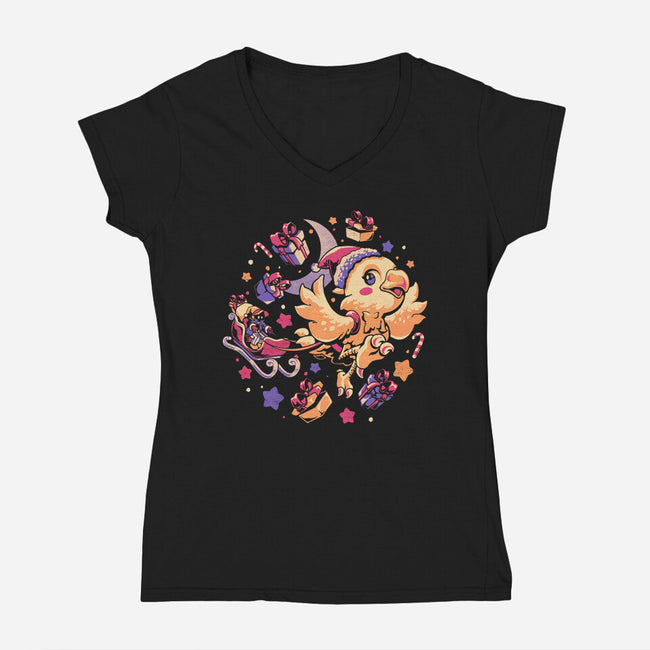 Christmas Express-Womens-V-Neck-Tee-eduely