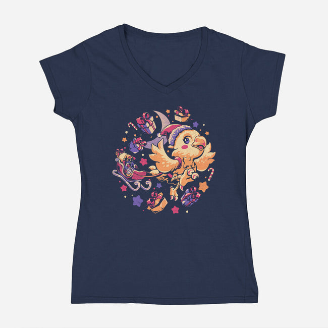 Christmas Express-Womens-V-Neck-Tee-eduely