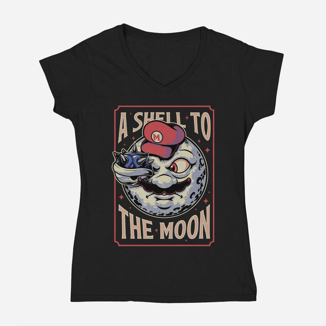 Moon Shell Movie Game-Womens-V-Neck-Tee-Studio Mootant
