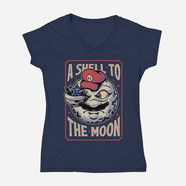 Moon Shell Movie Game-Womens-V-Neck-Tee-Studio Mootant