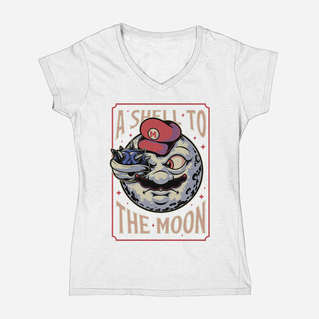 Moon Shell Movie Game-Womens-V-Neck-Tee-Studio Mootant