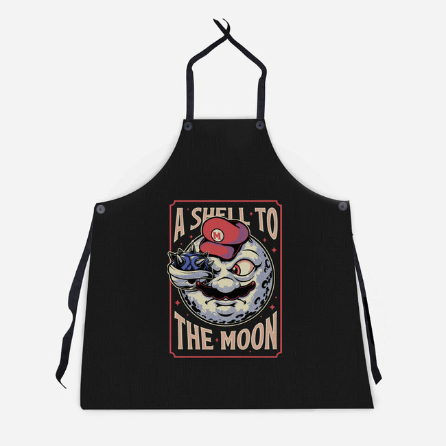 Moon Shell Movie Game-Unisex-Kitchen-Apron-Studio Mootant