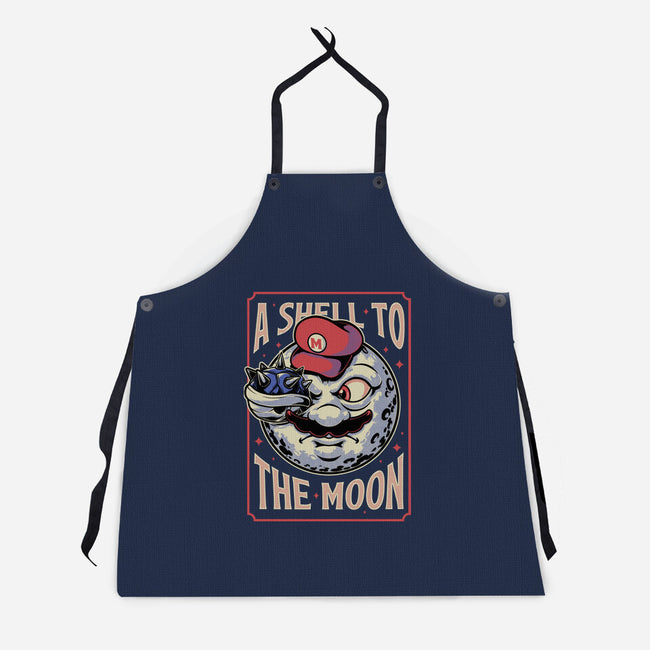 Moon Shell Movie Game-Unisex-Kitchen-Apron-Studio Mootant