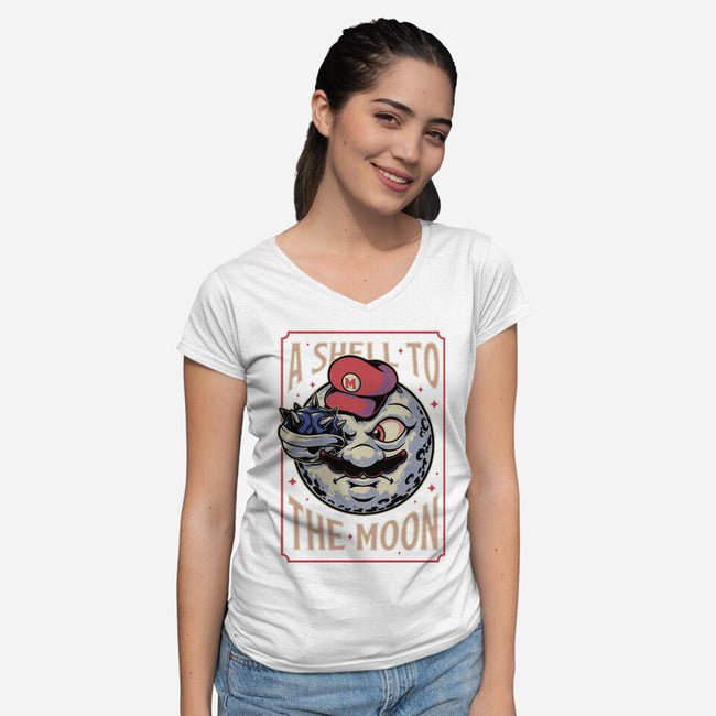 Moon Shell Movie Game-Womens-V-Neck-Tee-Studio Mootant